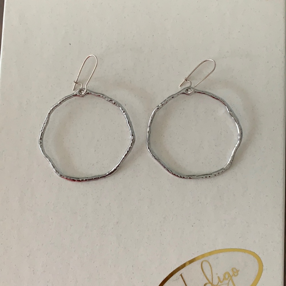 Silver hammered hoops